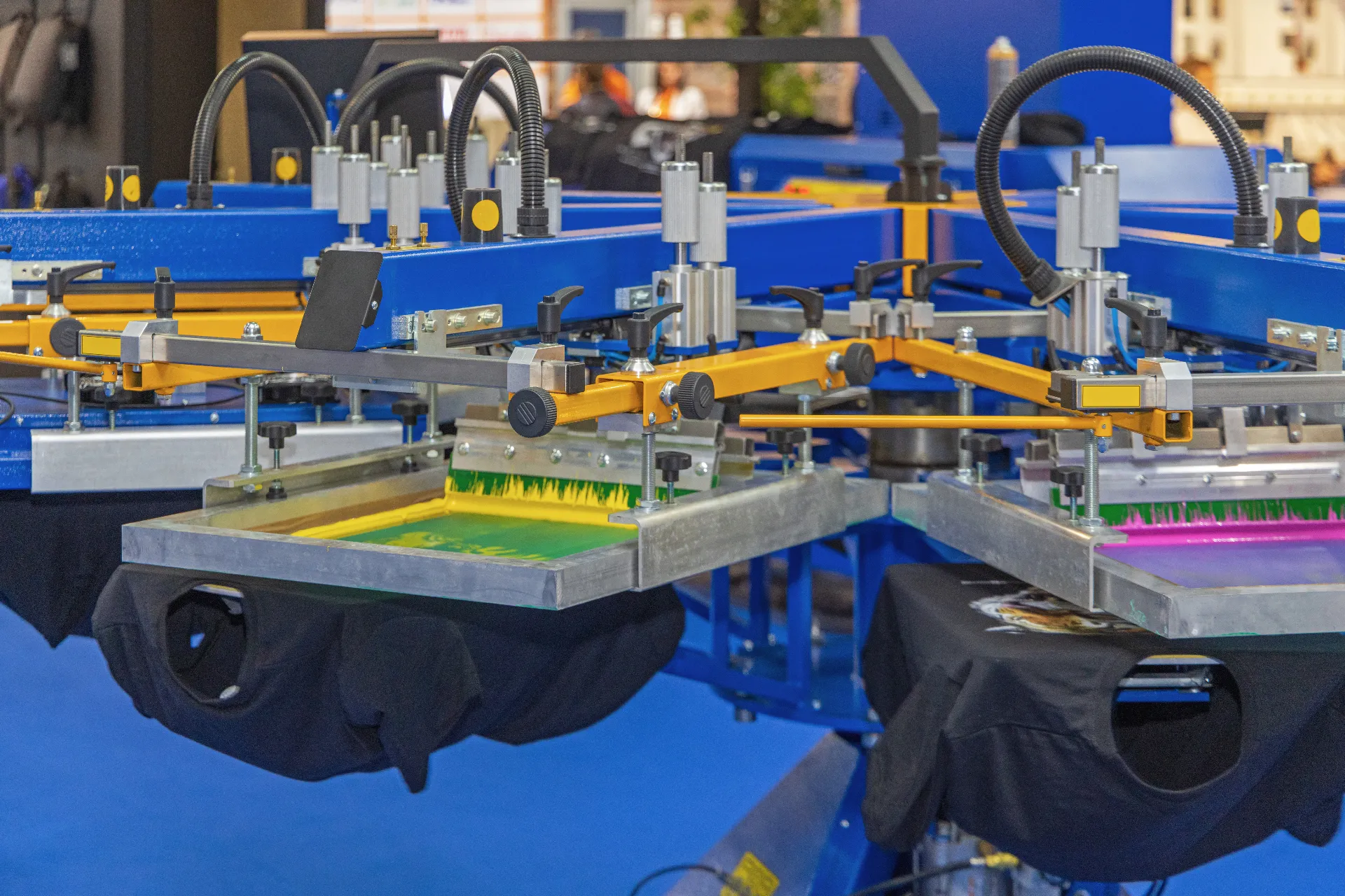 Professional screen printing equipment in action